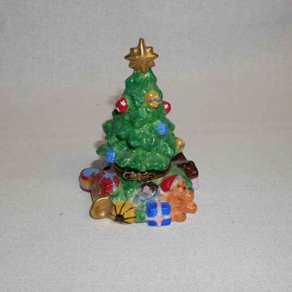 Hand-Painted Christopher Radko Limoges France Christmas Tree trinket Box Rare OO - Picture 1 of 6